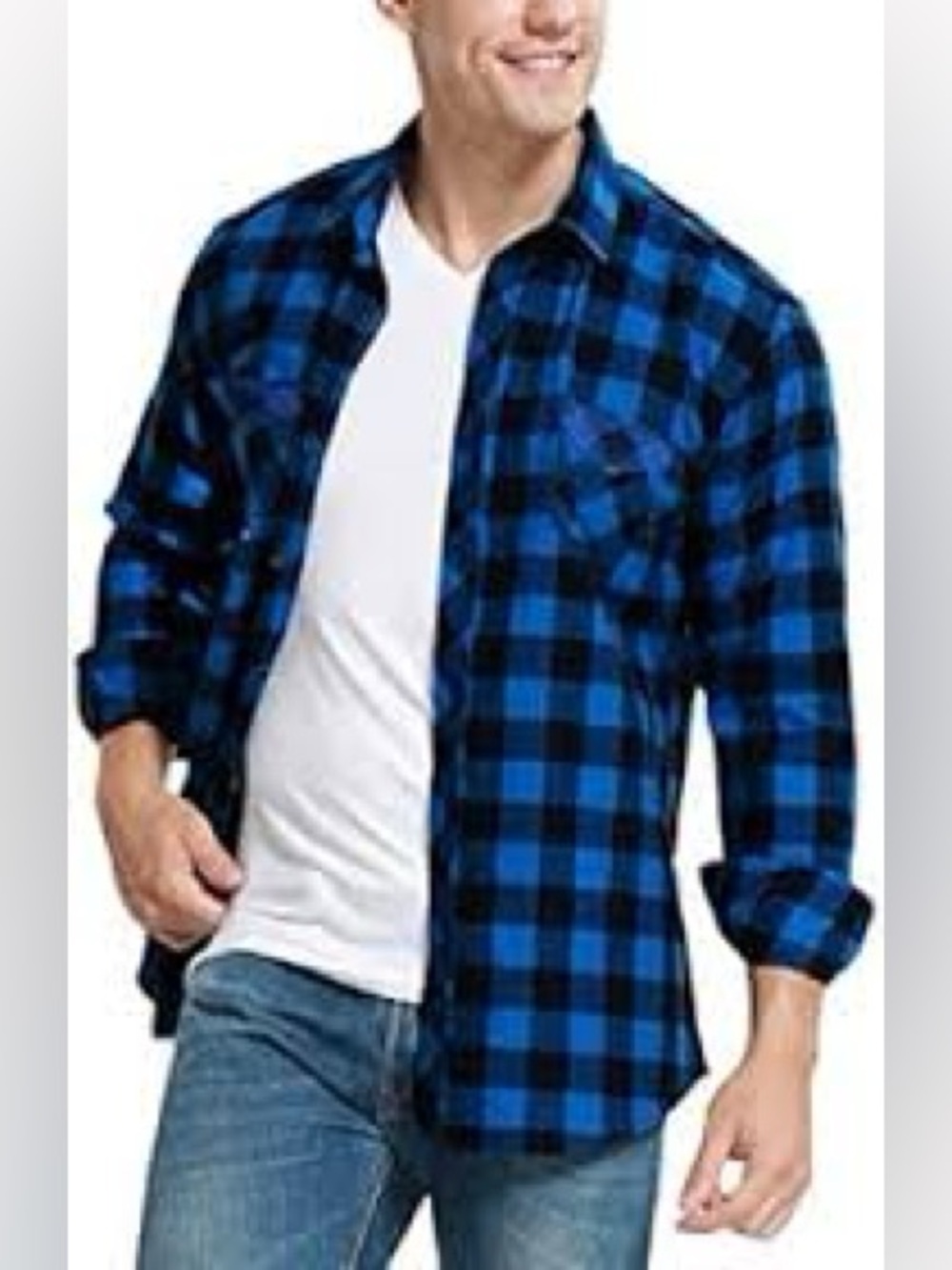 Identic Men’s Flannel Button Down Lumberjack Shirt